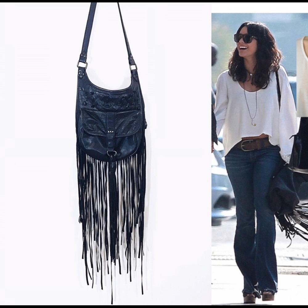 All Saints Leather boho bag with fringe
